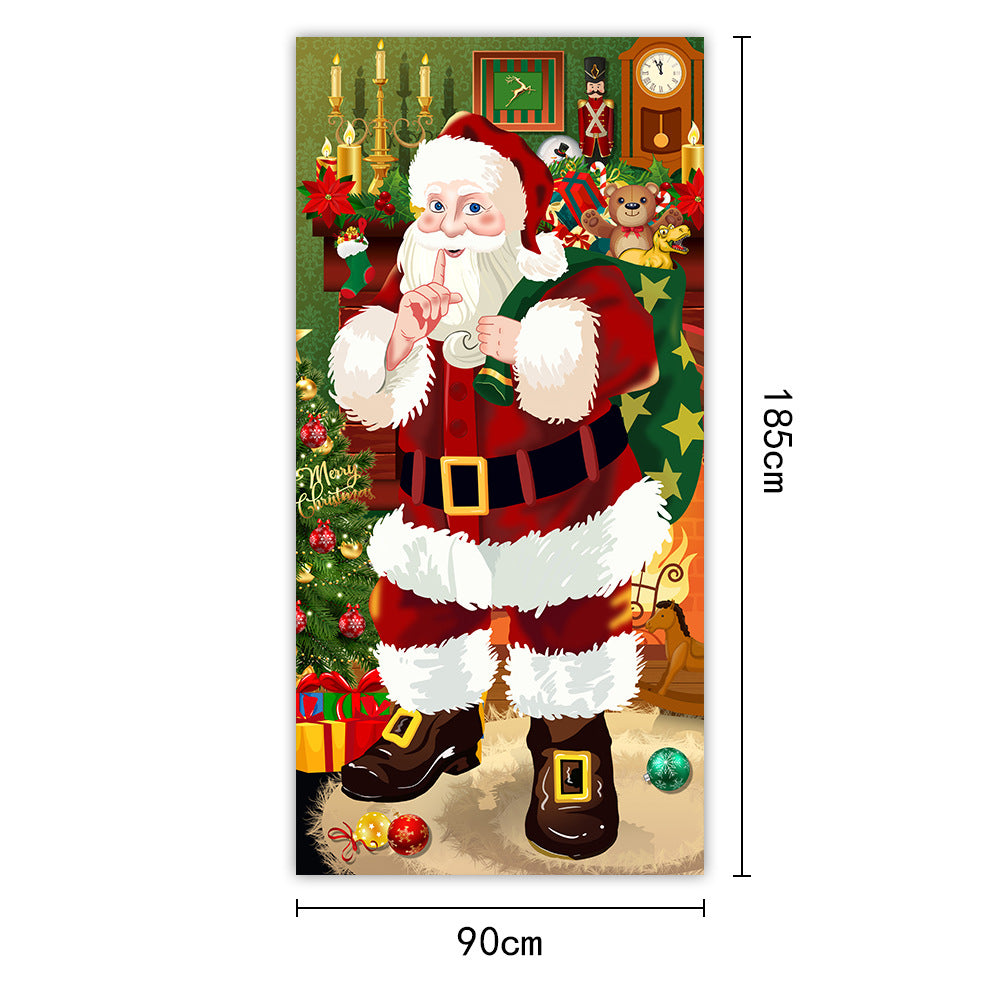 New Christmas Door Curtains, Flags, Outdoor Photography, Santa Claus and Puppies, Background Decoration, Hanging Cloth - V.I.P Digital Presence