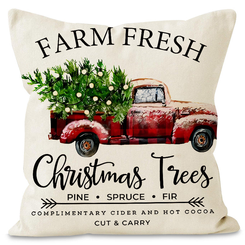 Christmas tree print pillow cover linen pillowcase holiday living room sofa decoration cushion cover - V.I.P Digital Presence