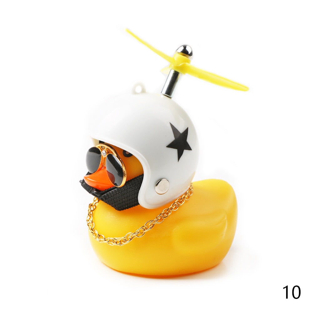 Car Duck with Helmet Broken Wind Small Yellow Duck Road Bike Motor Helmet Riding Cycling Car Accessories Decor Without Lights - V.I.P Digital Presence