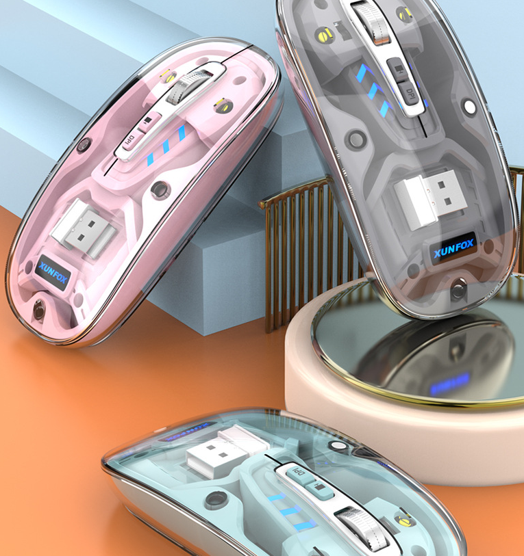 Bluetooth wireless transparent mouse mute dual-mode desktop computer laptop office business USB - V.I.P Digital Presence