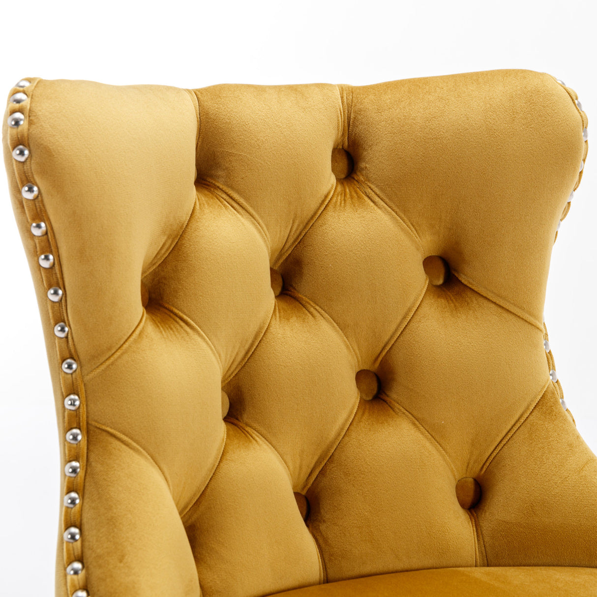 25-33 Inch, Modern Upholstered Chrome base Bar Stools with Backs Comfortable Tufted for Home Pub and Kitchen Island(Gold,Set of