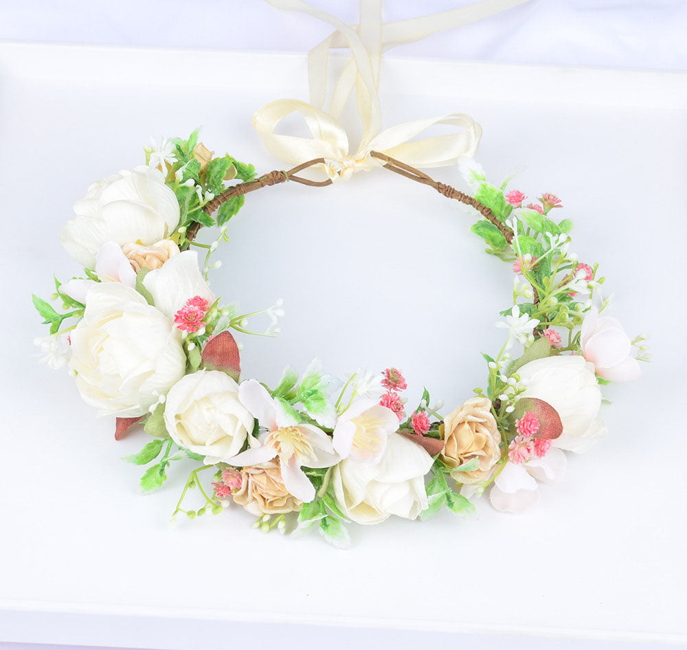 Korean style flower garland headwear, orchid flower crown, fashion show, dance party, headwear, vacation, countryside props, hea - V.I.P Digital Presence