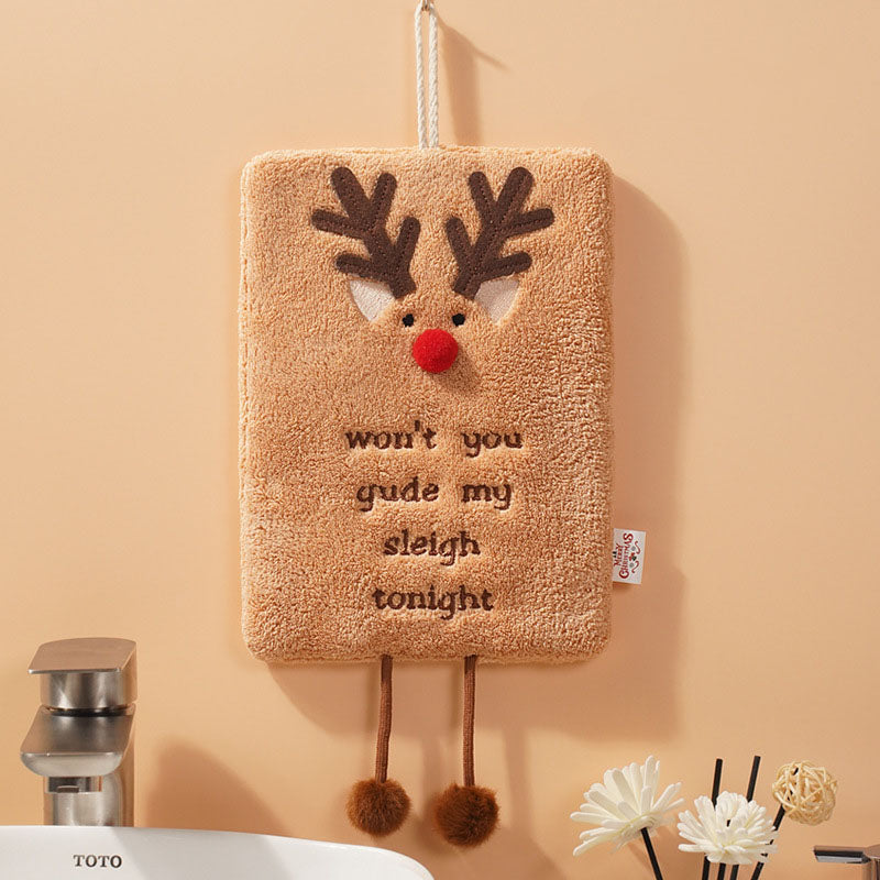 New Christmas hand towel can be hung with thick coral fleece towel, kitchen absorbent quick drying cloth, cartoon hand towel - V.I.P Digital Presence