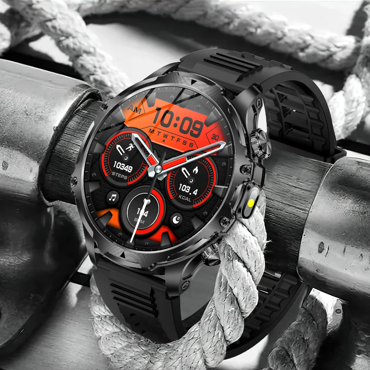 AK75 Smart Watch Flashlight Men Outdoors Sports Fitness Tracker 700mah Large Battery BT Calling LED Light Smartwatch - V.I.P Digital Presence