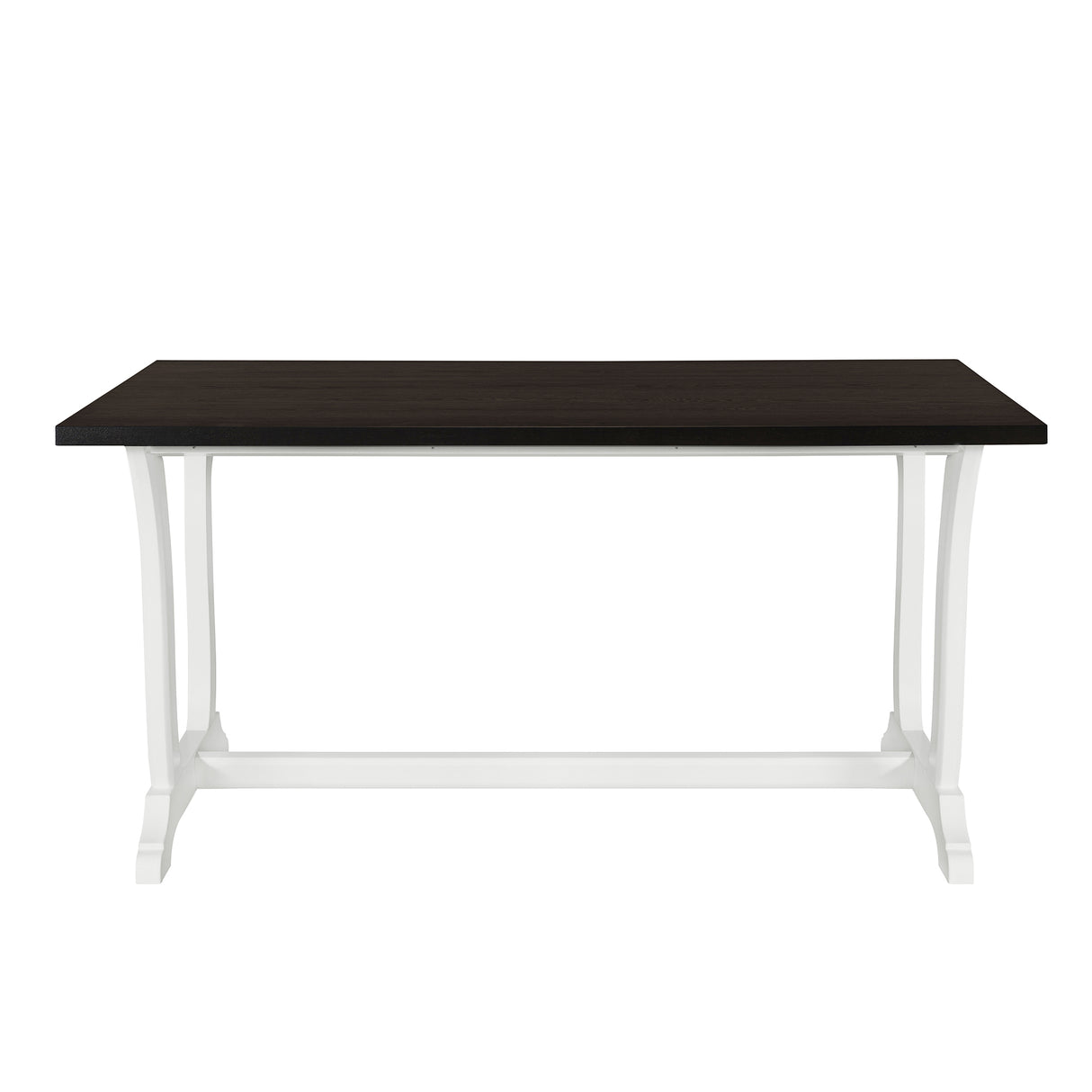 TOPMAX Farmhouse 6-Piece Trestle Dining Table Set with Upholstered Dining Chairs and Bench 59inch, White