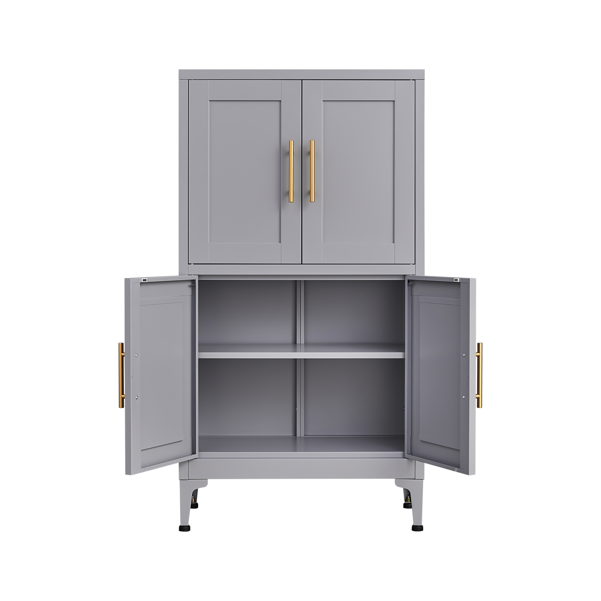 Grey metal kitchen storage cabinet, kitchen pantry storage cabinet with door and shelf, adjustable leveling feet - V.I.P Digital Presence
