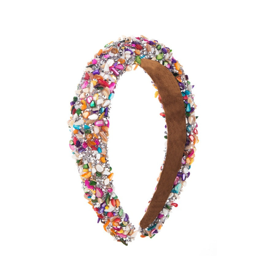 Exaggerated Baroque Colorful Crystal Candy Sponge Wide Edge Hair Hoop Headband - V.I.P Digital Presence