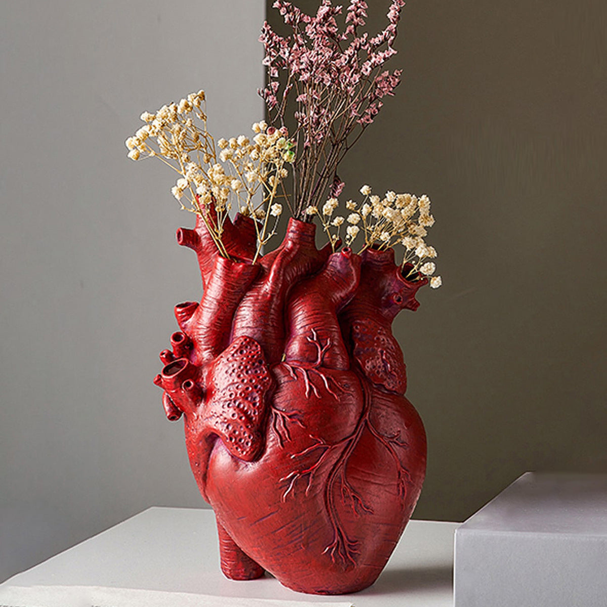 Heart-Shaped Flower Vase Resin Ornament Desktop Living Room Plant Pot Table Decoration Craft - V.I.P Digital Presence