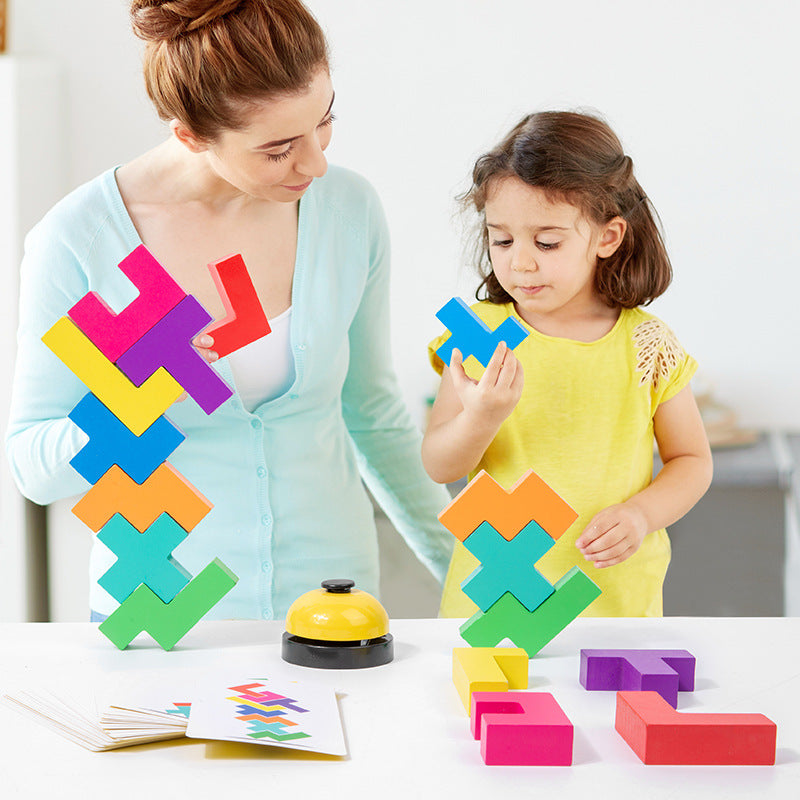 Wooden Russian building blocks for early childhood education, building block games, puzzle toys - V.I.P Digital Presence