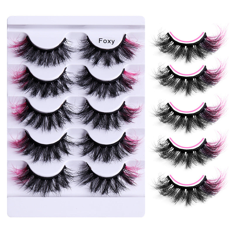5 Pairs Of Colorful Fried False Eyelashes Multi Layer Thick Cross Mink Like Eyelashes - V.I.P Digital Presence