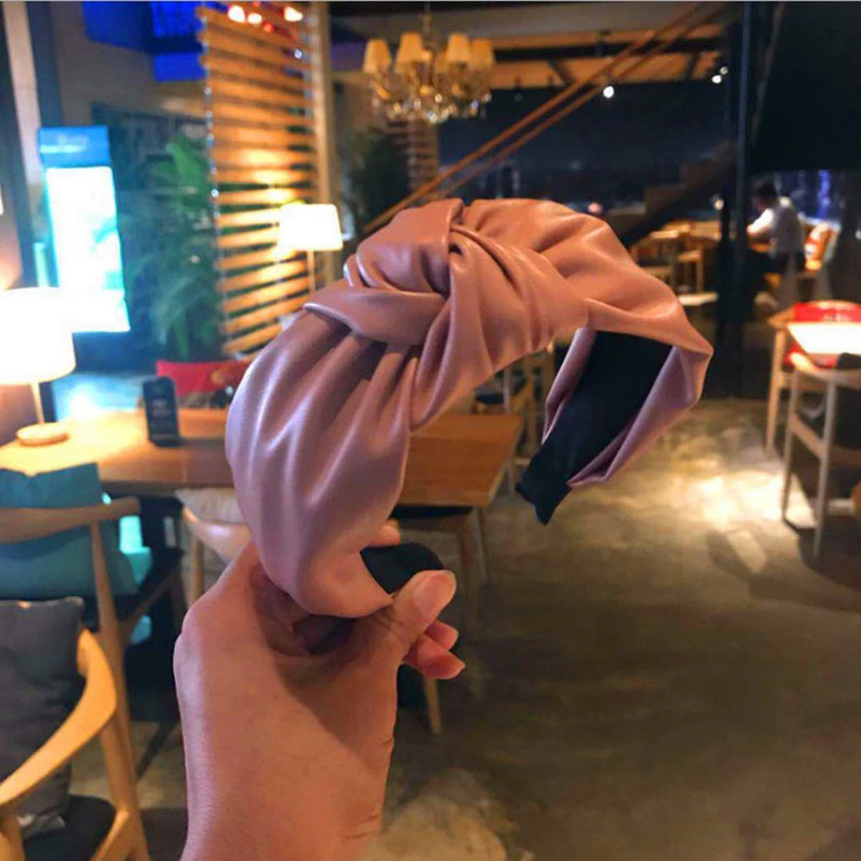 Solid color PU leather wide edge headband with smooth surface - V.I.P Digital Presence