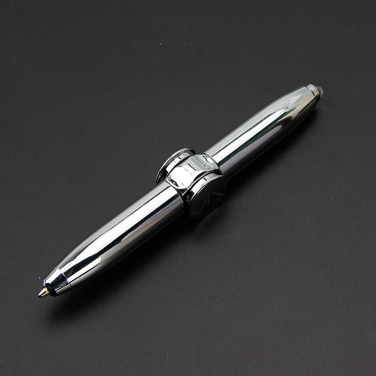 Multi functional rotating luminous flash decompression decompression fingertip rotating metal finger gyroscope ballpoint pen - V.I.P Digital Presence