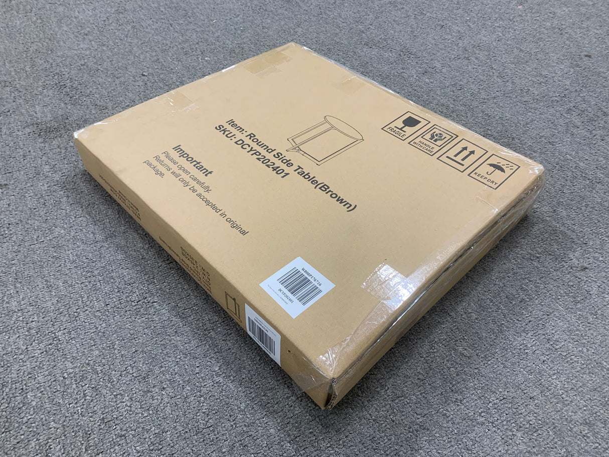 19.68''H Round Side Table, Round Accent End Table with Sturdy Metal Frame, Round Nightstand, for Living Room, Brown - V.I.P Digital Presence