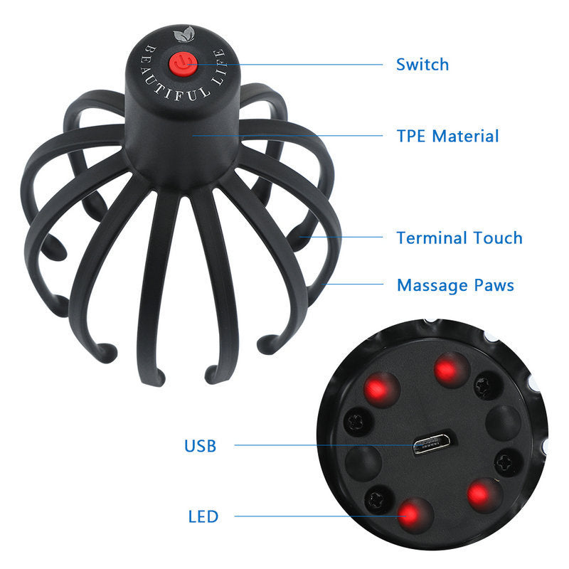 Multi Claw Electric Massager Head Scalp Kneading Massager Eight Claw Fish Electric Head Massage Claw - V.I.P Digital Presence
