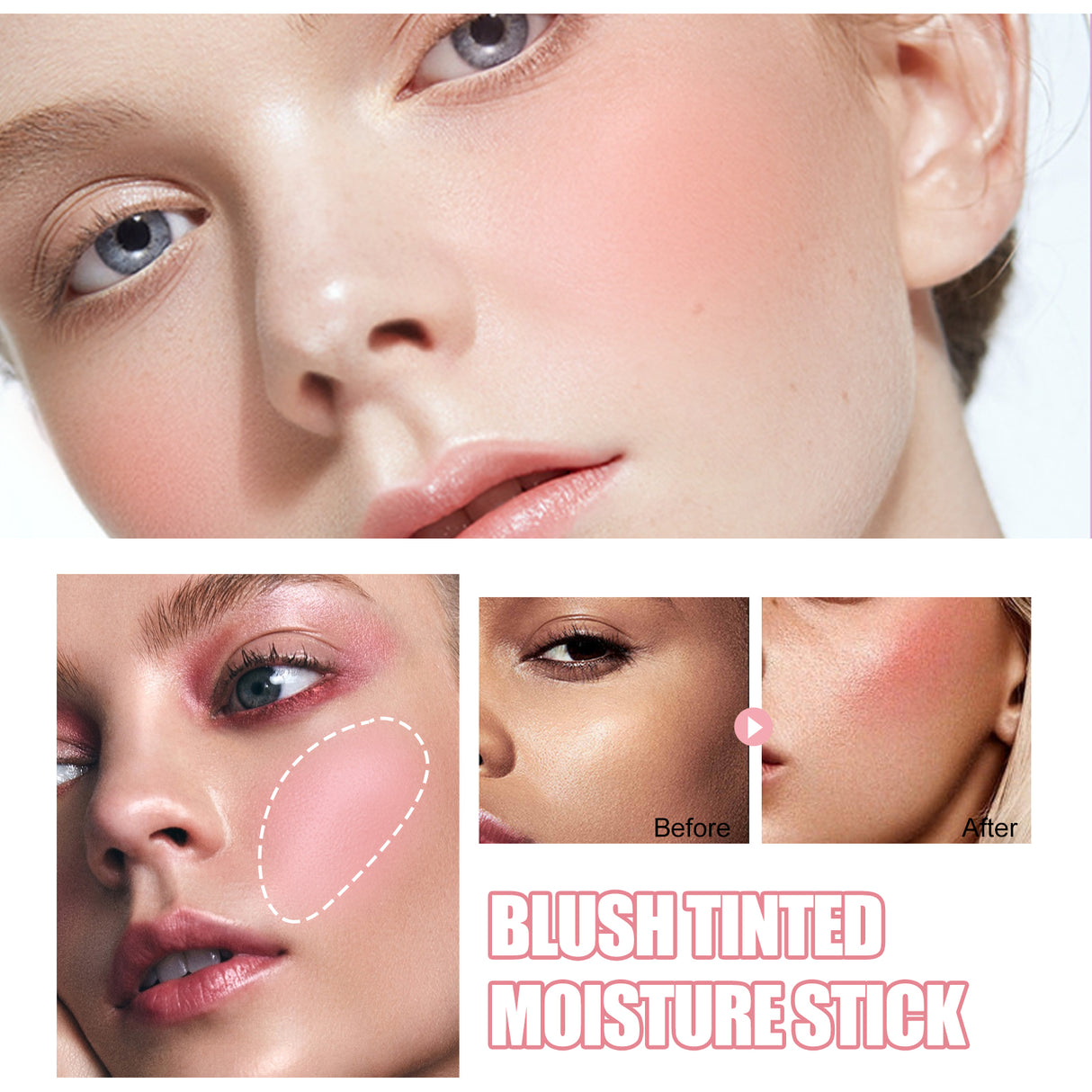 Blush Stick, Brightening Primer Solid Contouring Natural Nude Makeup Waterproof Lightweight Multi-Functional Blush Stick - V.I.P Digital Presence