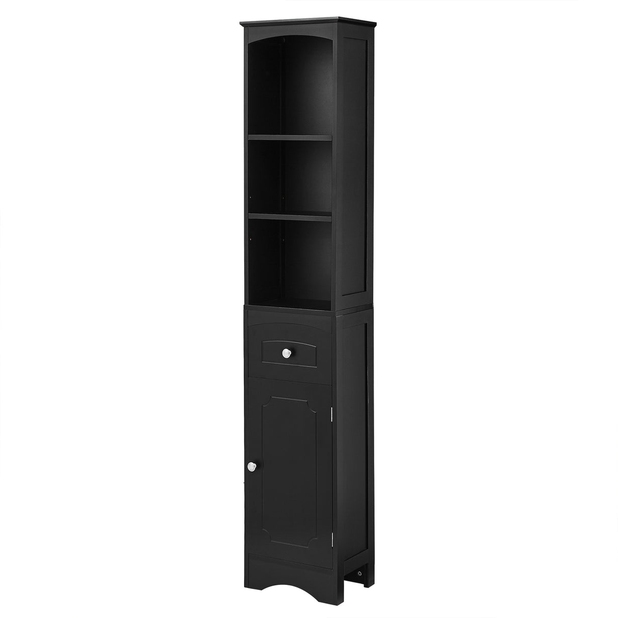 Tall Bathroom Cabinet, Freestanding Storage Cabinet with Drawer, MDF Board, Adjustable Shelf, Black - V.I.P Digital Presence