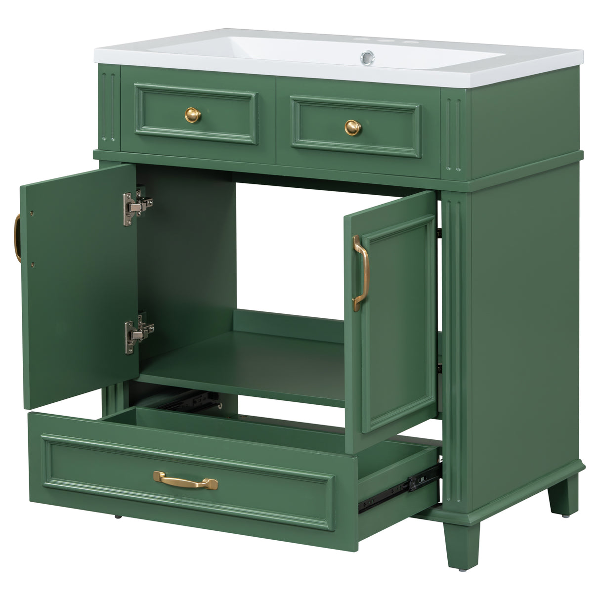 30 inch uncovered bathroom vanity with soft closed door, limited to solid wood frame bathroom storage cabinet green - V.I.P Digital Presence