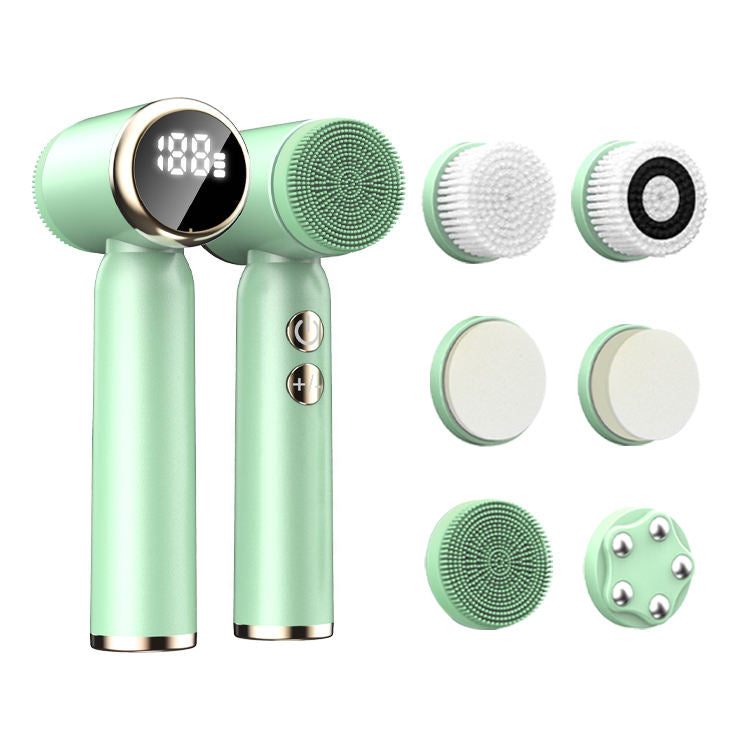 6-In-1 Hot And Cold Facial Cleanser Display Cleansing Brush Ultrasonic Facial Cleanser Pore Cleaning Silicone Beauty Instrument - V.I.P Digital Presence