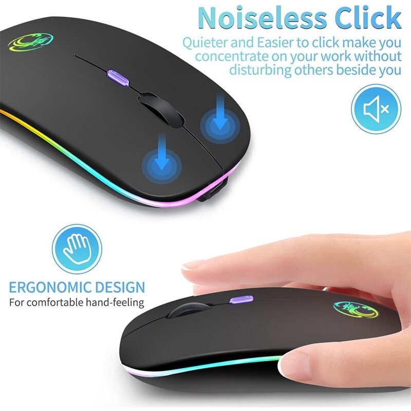Wireless Mouse Bluetooth RGB Rechargeable Mouse Wireless Computer Silent Mause LED Backlit Ergonomic Gaming Mouse For Laptop PC - V.I.P Digital Presence