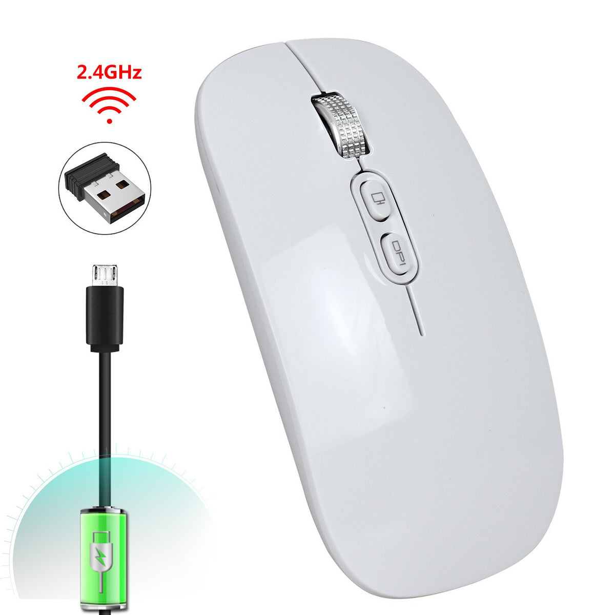 Rechargeable wireless mouse with 2.4G mute and one click return to desktop office mouse with built-in lithium battery - V.I.P Digital Presence