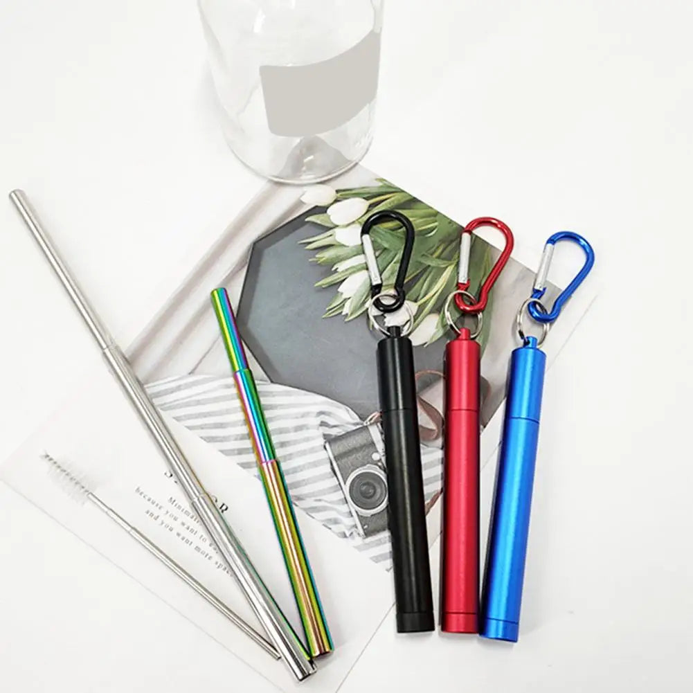 1 Set Reusable Telescopic Straw Set Portable Stainless Steel Easy To Clean Straw With Carry Case - V.I.P Digital Presence