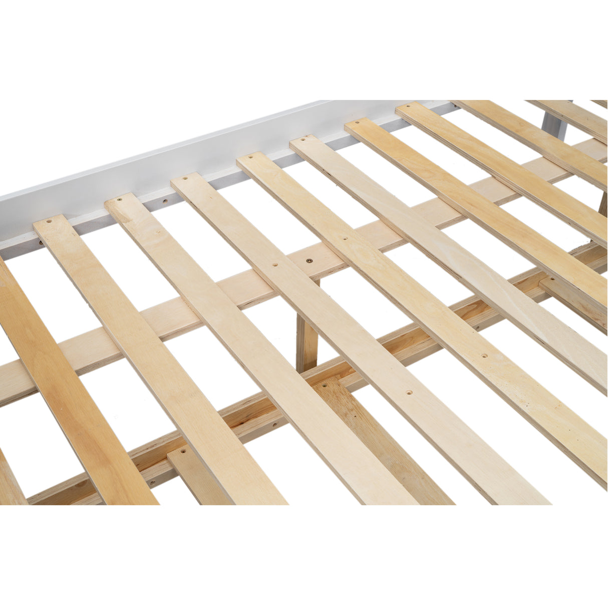 Wood Twin over Full Bunk Bed with Twin Size Trundle White