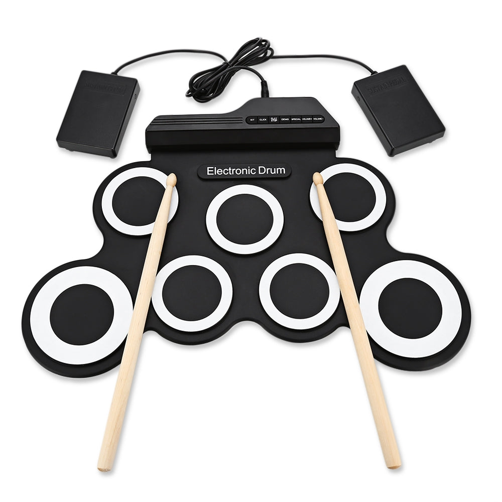 G3002 Portable Silicone 7 Pad Hand Roll Digital Drum Kit - V.I.P Digital Presence
