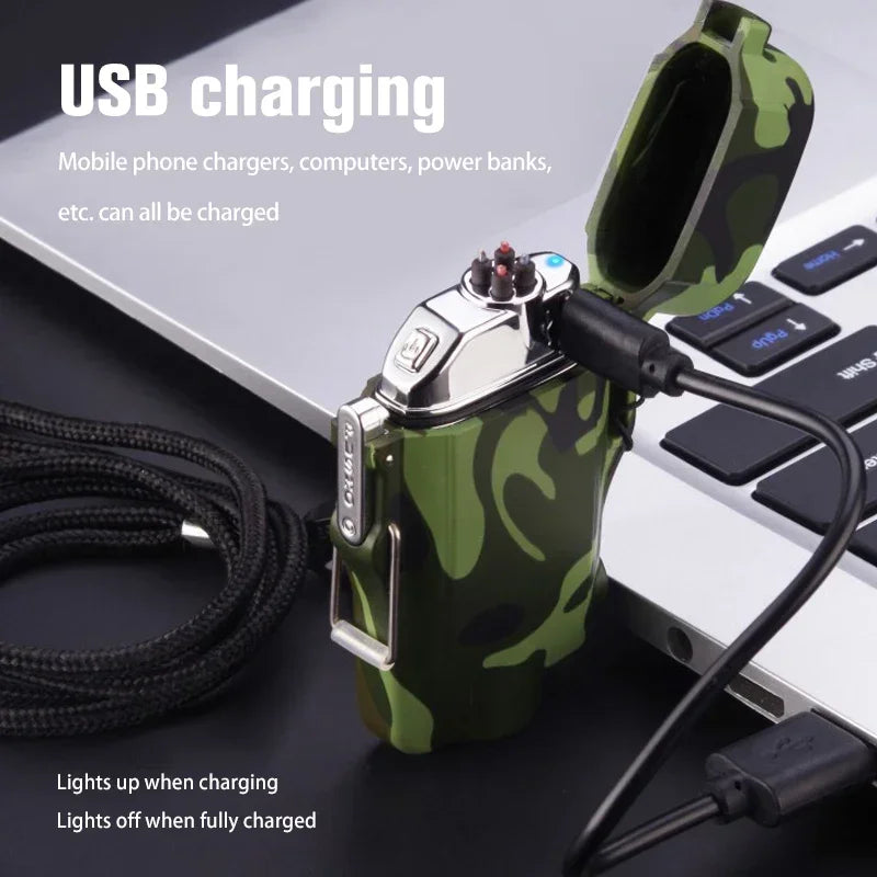 Outdoor Dual Plasma Arc Lighter With Flashlight Waterproof USB Electric Cigarette Lighter Hiking Starter Turbo lighter Men Gifts - V.I.P Digital Presence