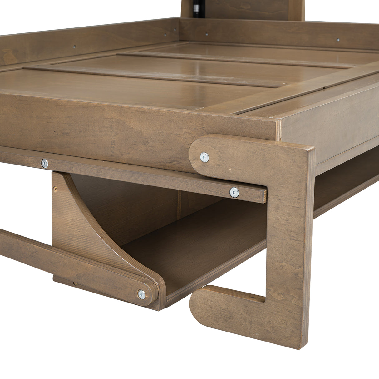 Full Size Murphy Bed with Wardrobe, Drawers and Open Shelves, Antique Grey - V.I.P Digital Presence