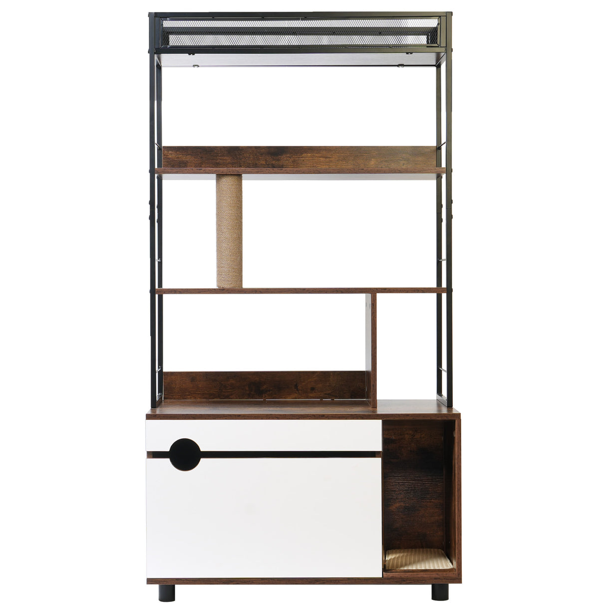 Cat Litter Box Enclosure with Shelves,Hidden Litter Box with Scratching Posts, litter box furniture ,Wooden Cat tree - V.I.P Digital Presence