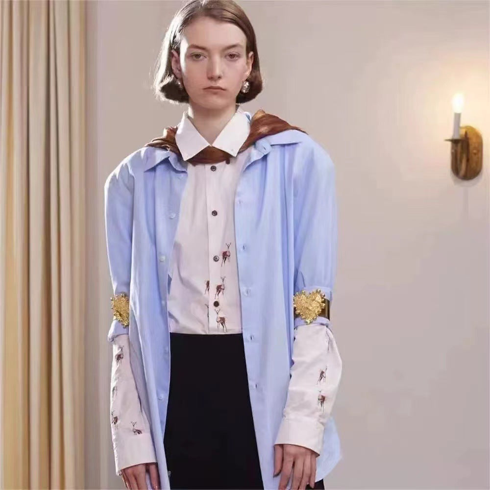 European and American niche design retro gold big love open wide metal bracelet light luxury high-end exquisite bracelet - V.I.P Digital Presence