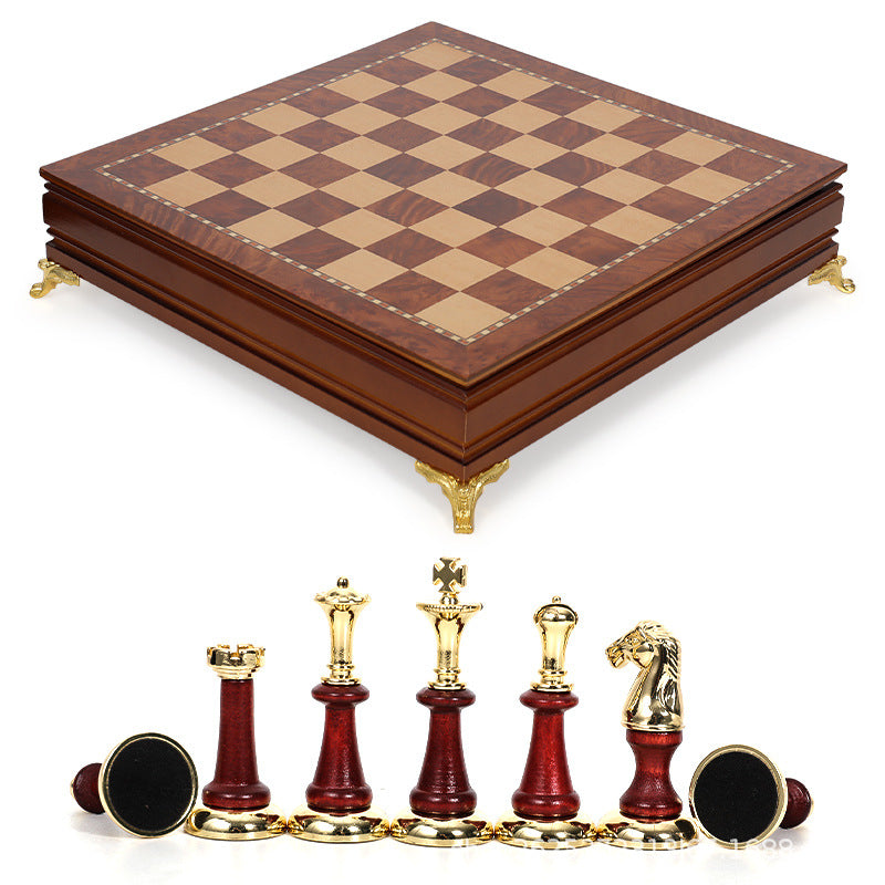 Luxury metal+solid wood tabletop for easy storage Chess set - V.I.P Digital Presence