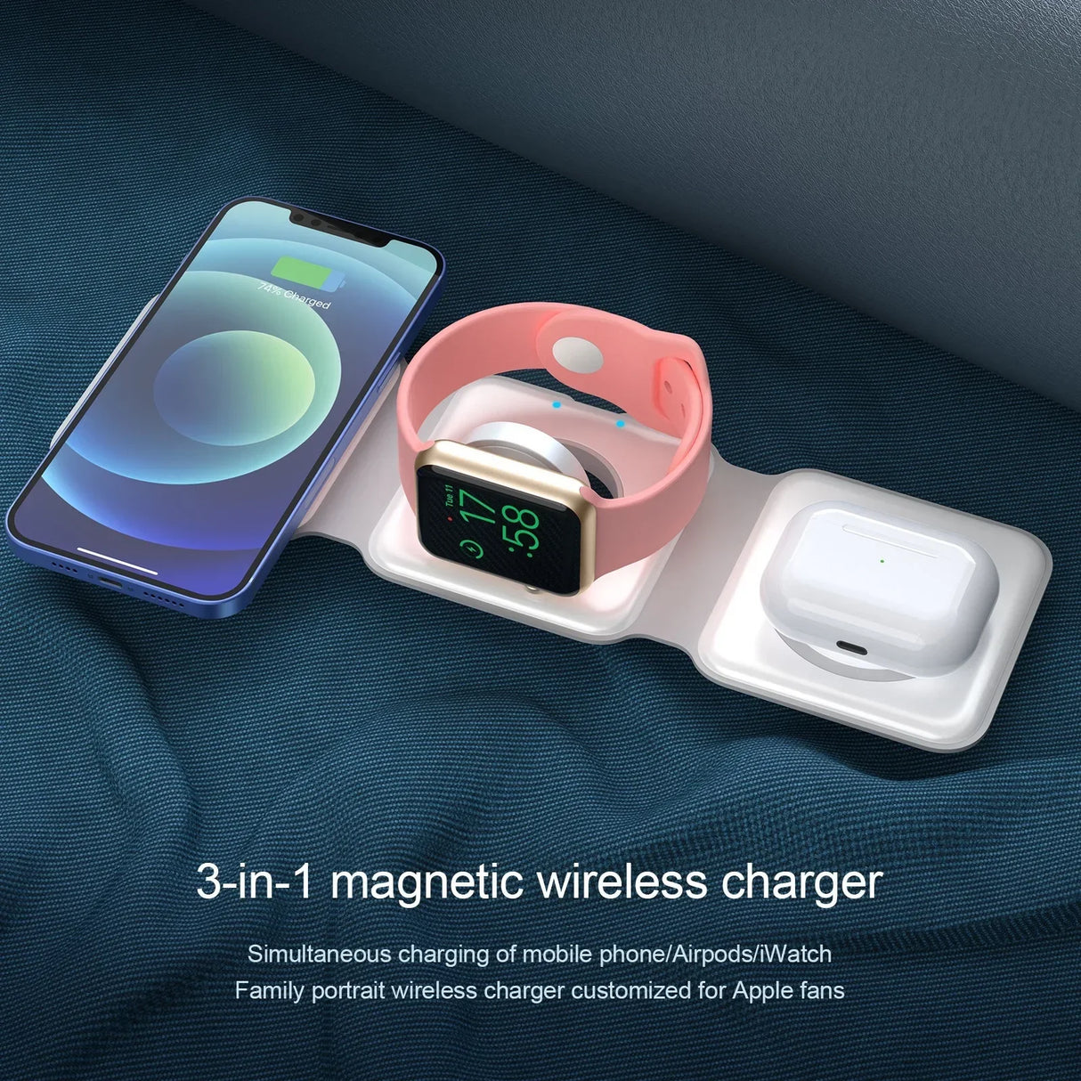 3-in-1 Magnetic Multi-function Charger Folding Wireless Charger for Xiaomi Apple Phone Headset Watch Airpods Charger - V.I.P Digital Presence