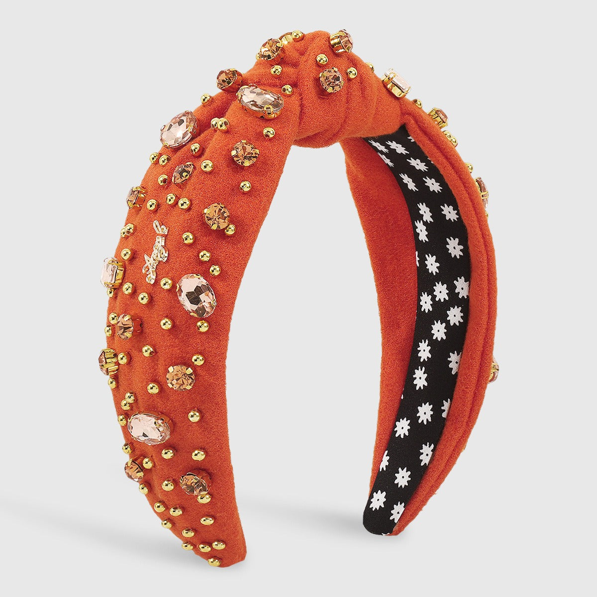 Retro Wide Edge Knot Bead Water Diamond Plush Fabric Thickened Letter Hair Hoop - V.I.P Digital Presence