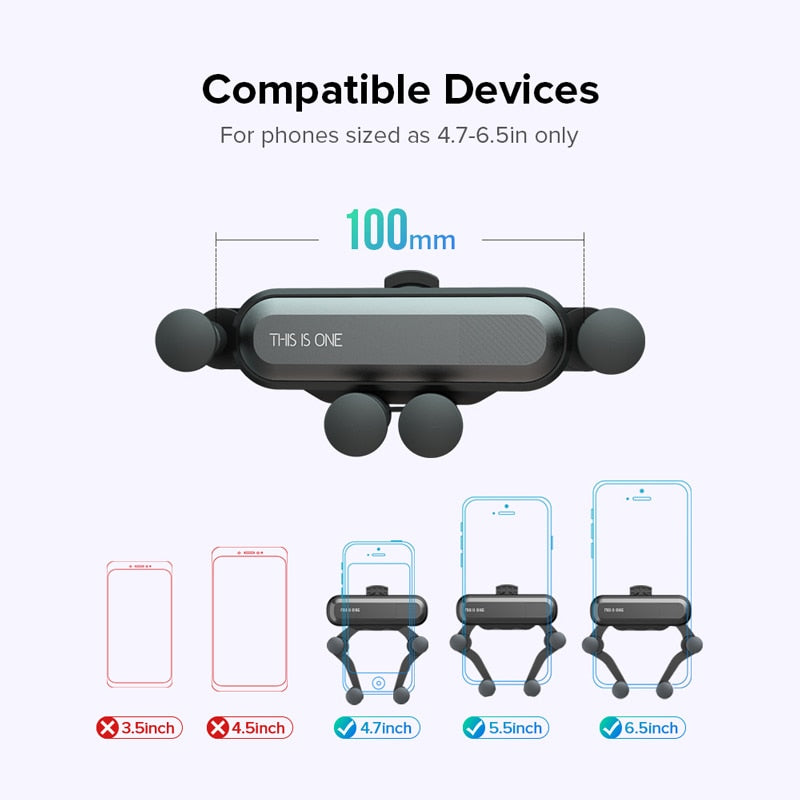 INIU Gravity Car Phone Holder Air Vent Mount Mobile Cell Stand GPS Support For iPhone 12 11 Pro Max Xr Xs X 8 7 6 Xiaomi Samsung - V.I.P Digital Presence