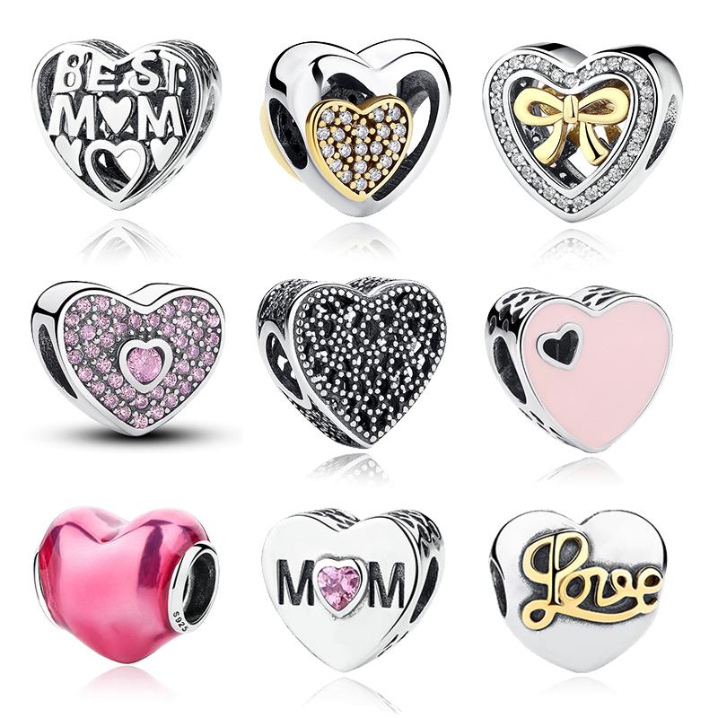 925 Sterling Silver Heart Shape Love Beads Fit Charms Bracelet PAS036 - V.I.P Digital Presence