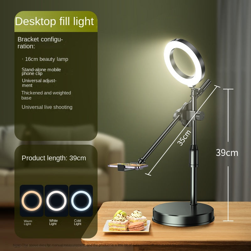 Mobile Phone Overhead Shooting Stand for Food Photography, Drawing, and Live Streaming - Adjustable Dual-Camera Position Desktop Phone Holder with Fill Light - V.I.P Digital Presence