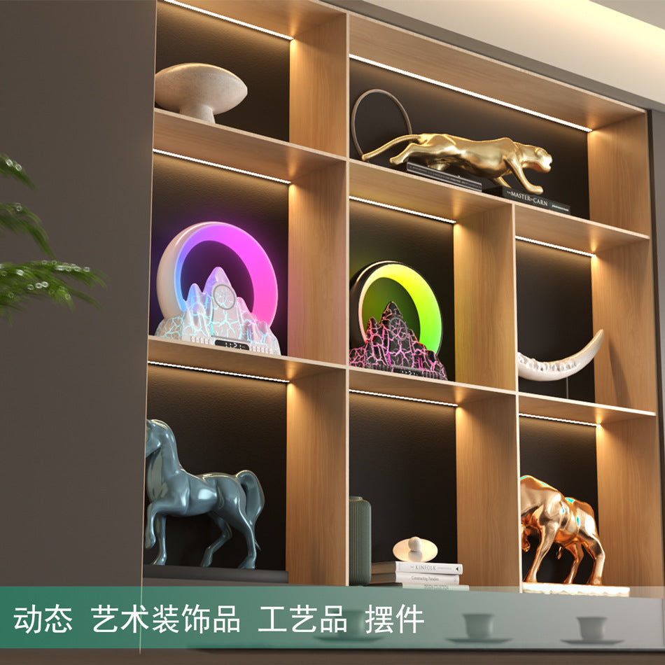 Smart Tuya APP Sunrise Flame Mountain Alarm Clock Night Lights 15W Wireless Charing BT Speaker White Noise LED Table Lamp - V.I.P Digital Presence