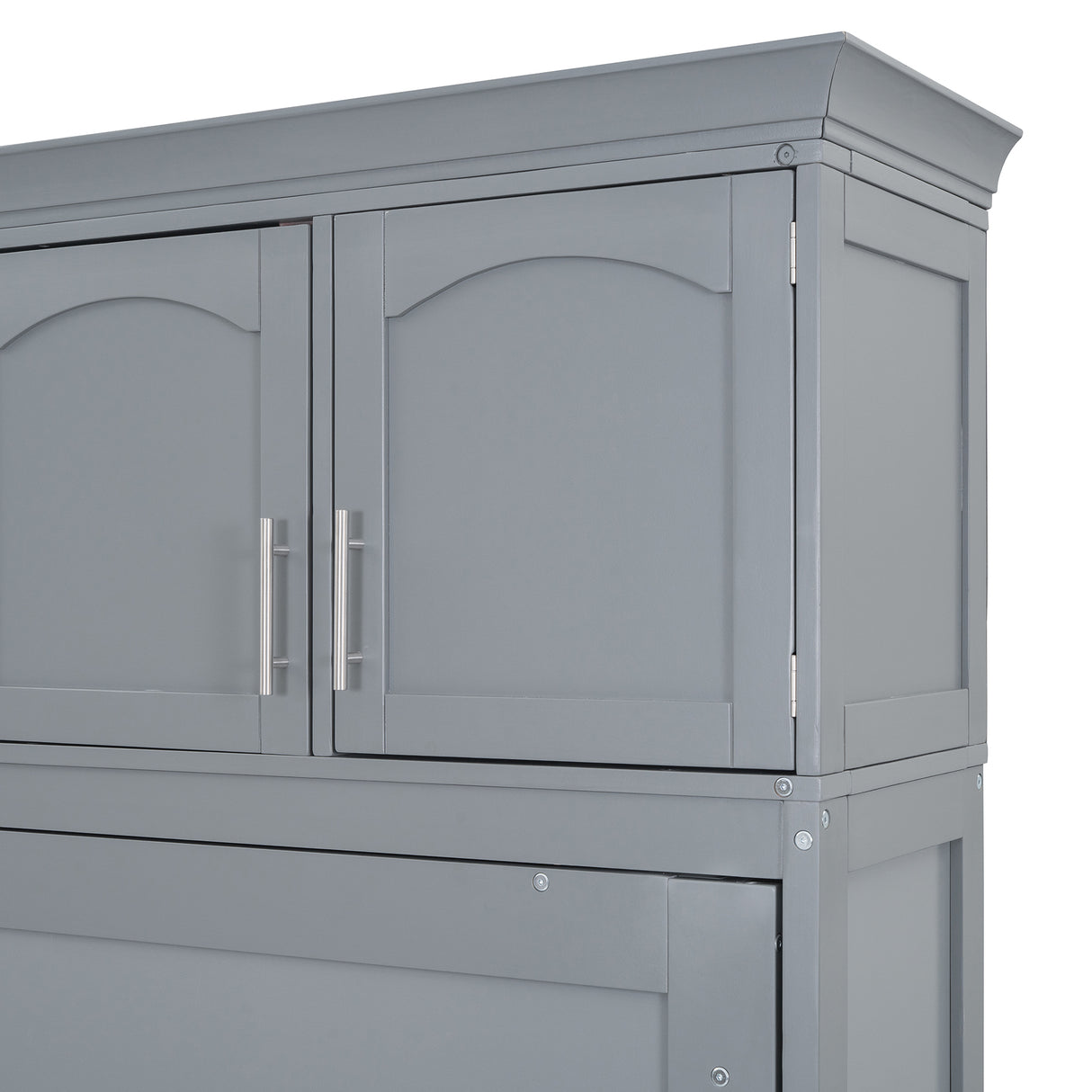 Full Size Murphy Bed Wall Bed with Top Cabinets,Gray - V.I.P Digital Presence