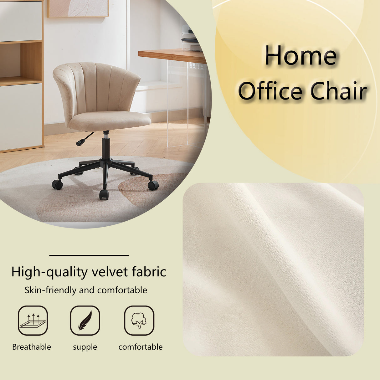 Home Office Chair, Velvet Fabric Swivel Flower Shape Computer Desk Chair for Home Office or Bedroom - V.I.P Digital Presence