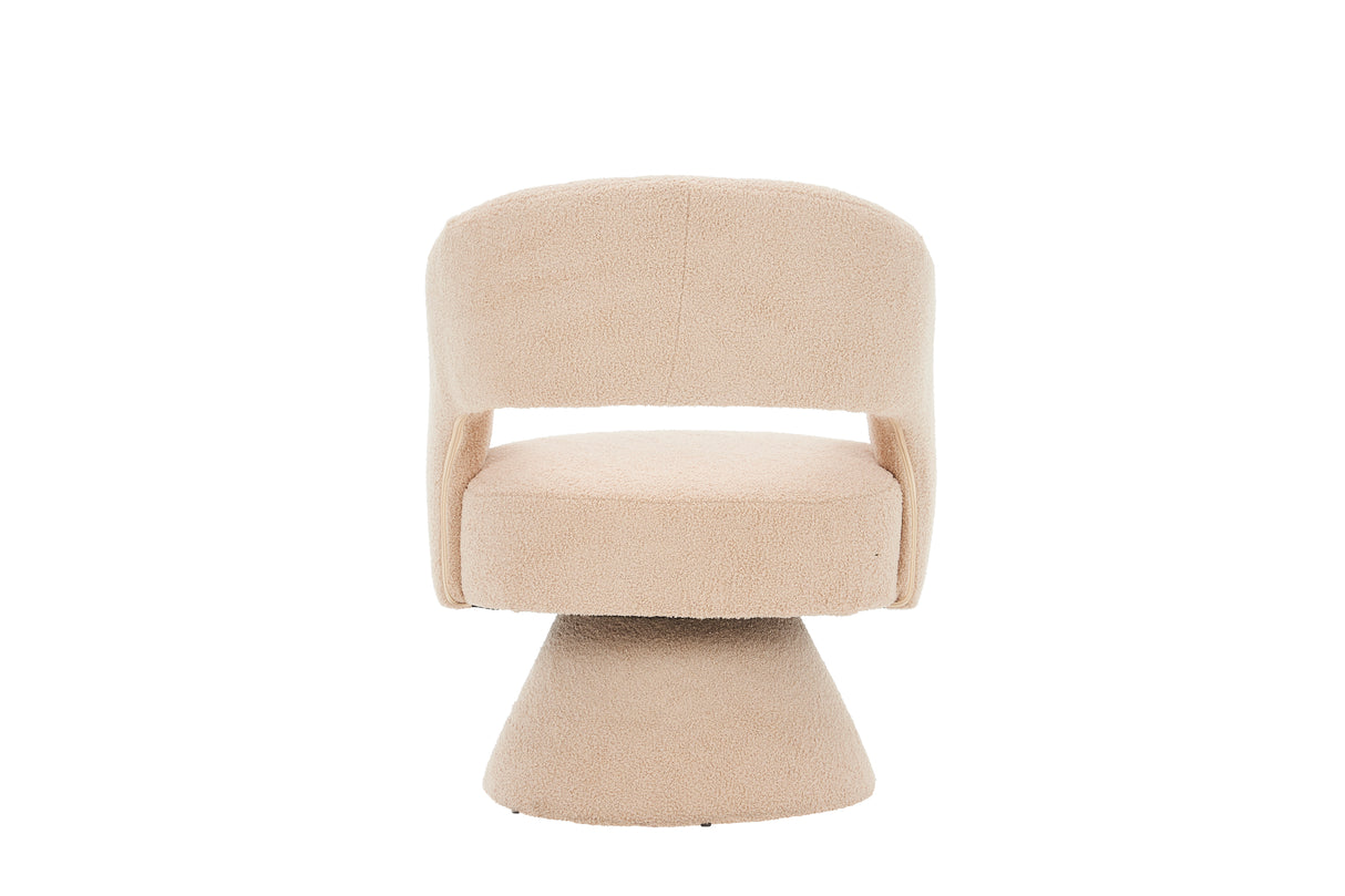 Swivel Accent Chair Armchair Round Barrel Chair in Fabric for Living Room Bedroom Nude Teddy