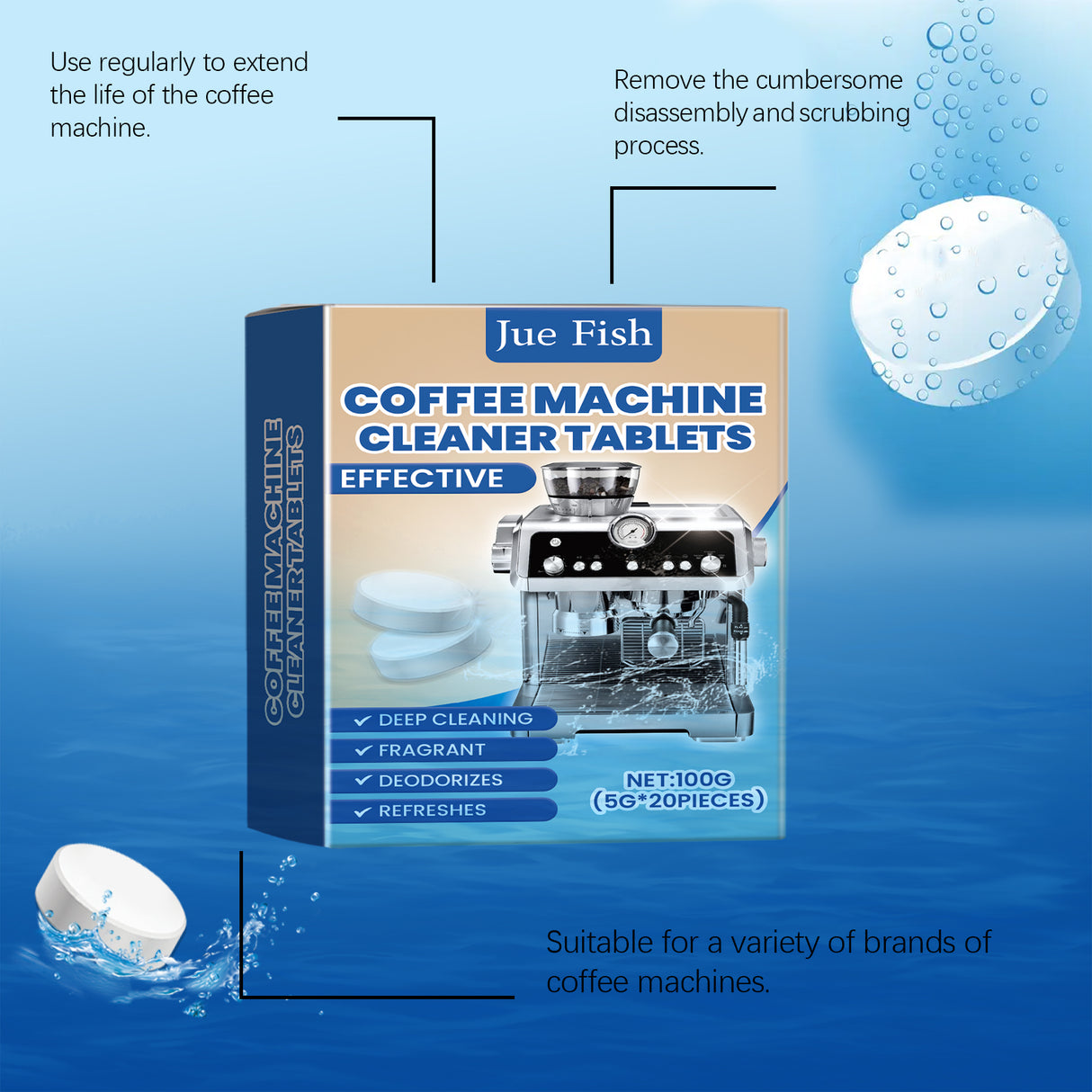 Coffee Machine Cleaning Effervescent Tablets Clean Coffee Machine Stains And Dirt Refurbishment Maintenance Cleaner - V.I.P Digital Presence