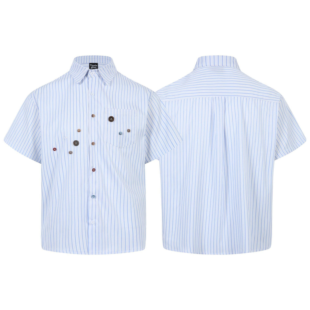 Vertical striped button decoration short sleeved shirt for men - V.I.P Digital Presence