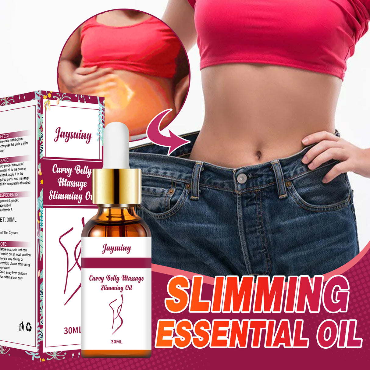 Body Shaping Essential Oil, Slimming Fat Belly Thighs Body Slimming Beauty Massage Essential Oil