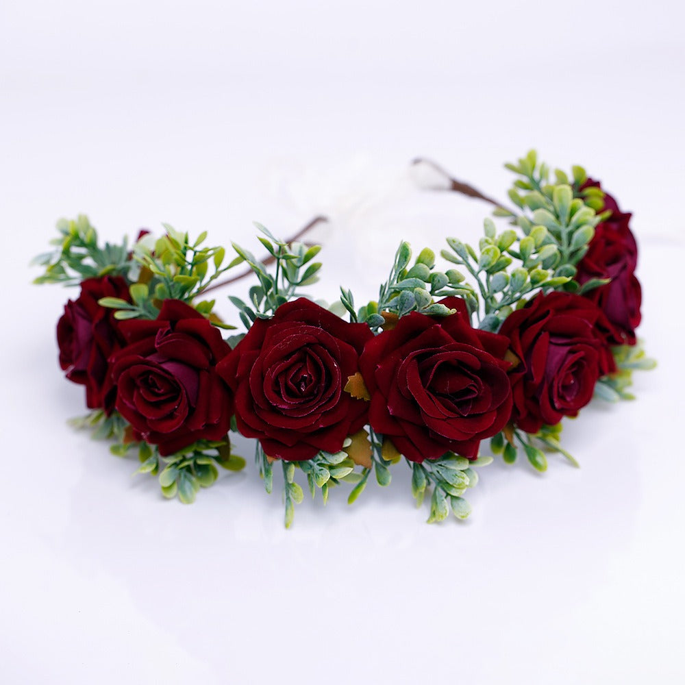 Handmade flower wreaths seaside vacation wedding accessories velvet adjustable hair accessories - V.I.P Digital Presence