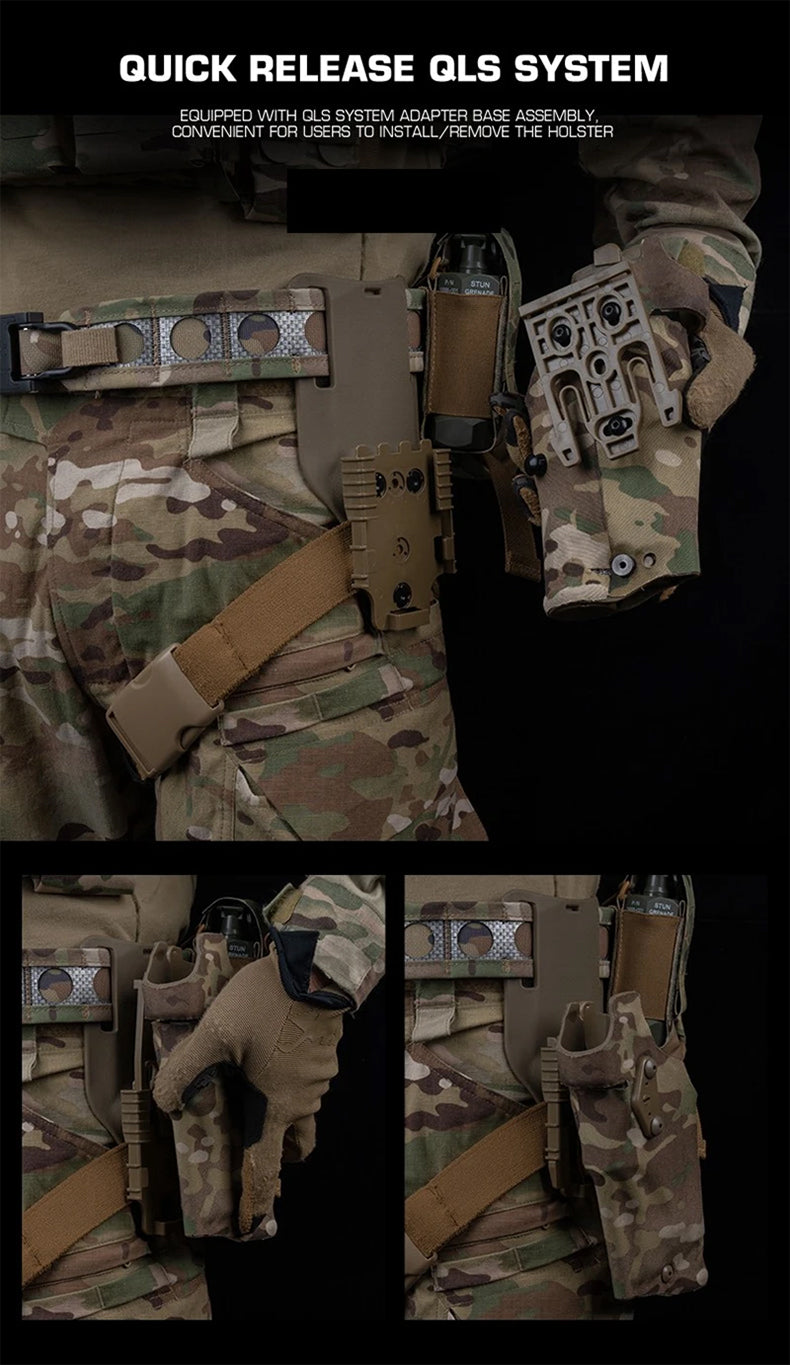 6354DO Left - handed Tactical Pistol Glock 17 Holster with X300U - A QLS Adapter, Leg Shroud, Drop, and MHA Leg Strap Kit - V.I.P Digital Presence