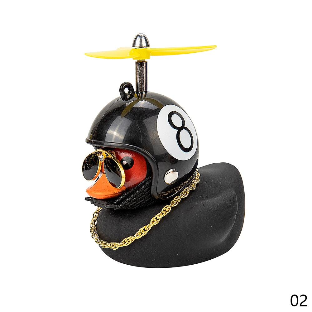 Car Duck with Helmet Broken Wind Small Yellow Duck Road Bike Motor Helmet Riding Cycling Car Accessories Decor Without Lights - V.I.P Digital Presence