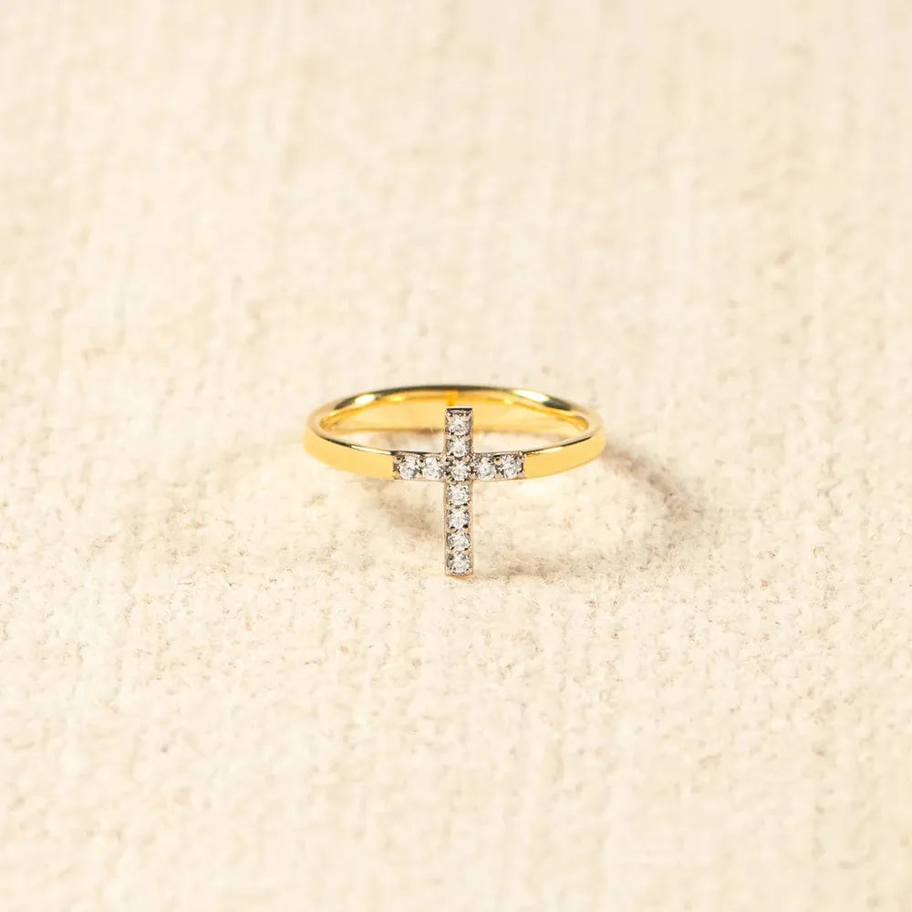 925 Sterling Silver Inlaid Zircon Cross Ring - V.I.P Digital Presence