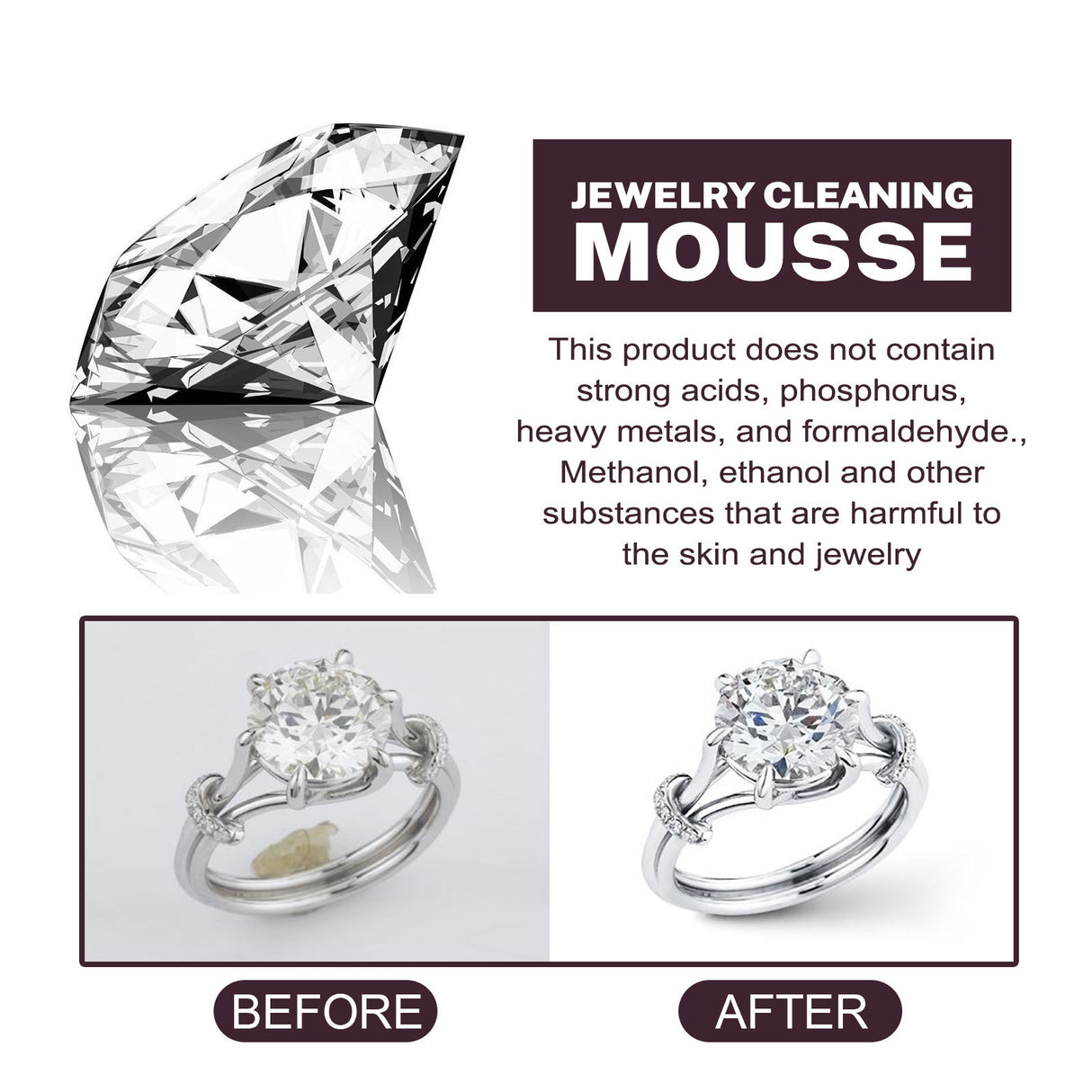 Jewelry Cleaning Mousse, Watch Band Cleaning Liquid Gold Diamond Ring Jewelry Decontamination Maintenance Cleaning Agent - V.I.P Digital Presence