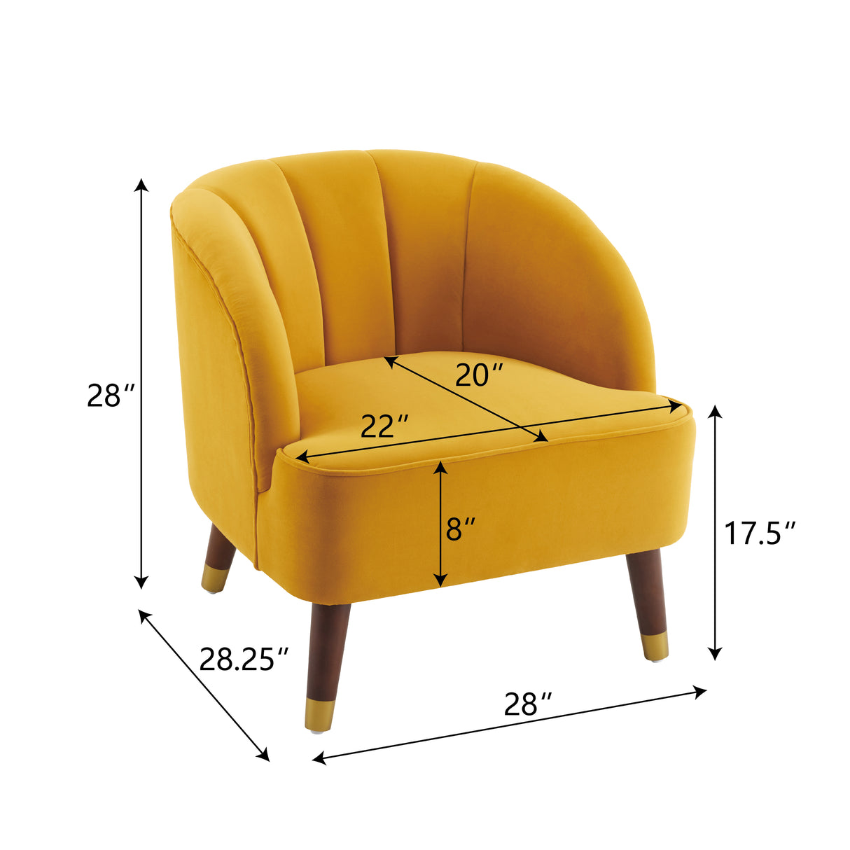 Upholstered Barrel Accent Chair With Wooden Legs - V.I.P Digital Presence